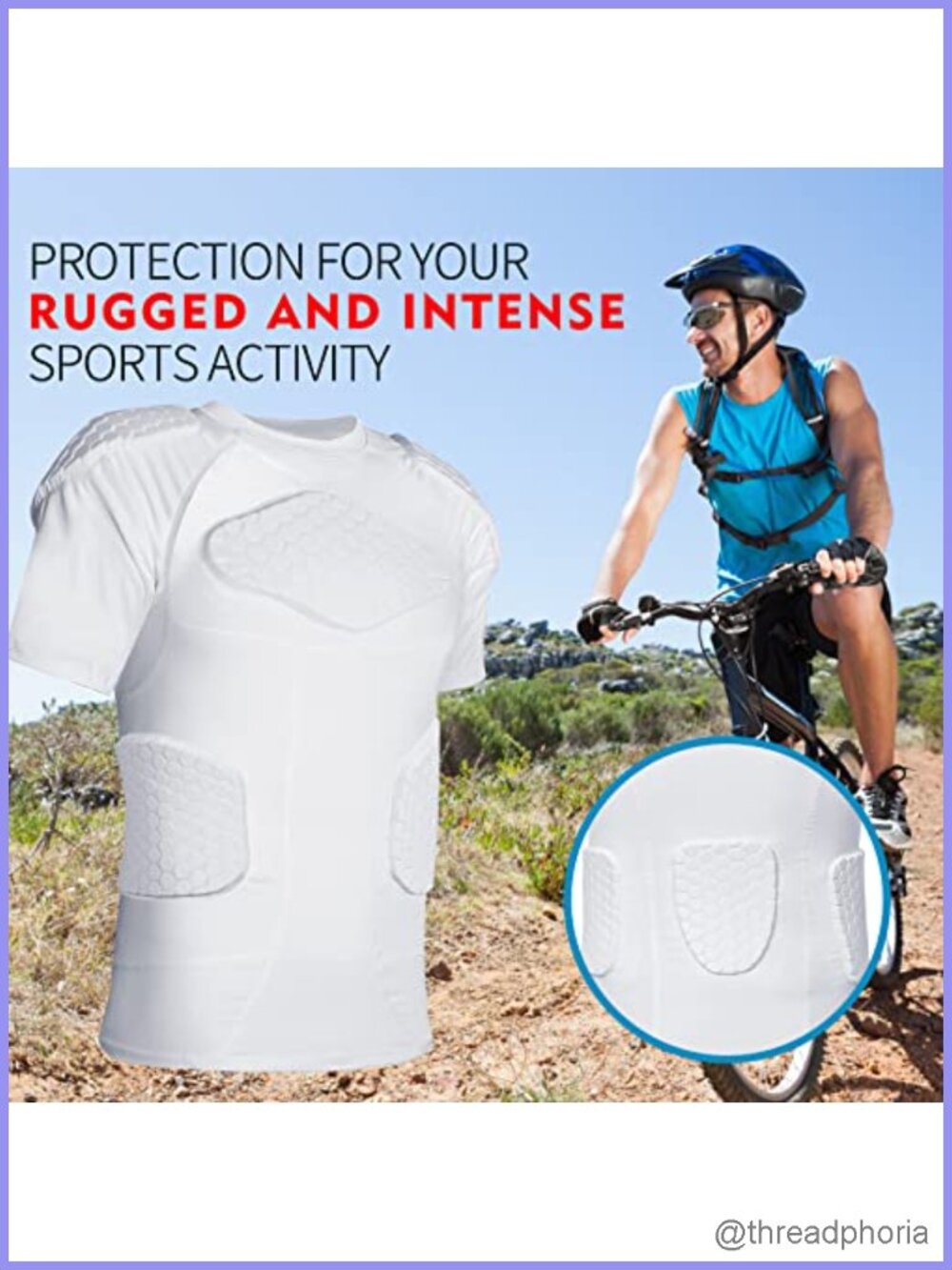Padded Compression Shirt Rib Protector Football Protective Gear - Picture 4 of 5